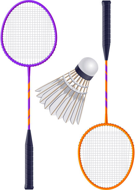 illustrazioni stock, clip art, cartoni animati e icone di tendenza di badminton - racchetta da volano
