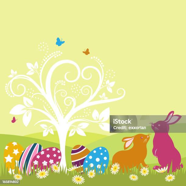 La Pasqua Gatti E Albero Eccentrico - Immagini vettoriali stock e altre immagini di Coniglietto di Pasqua - Coniglietto di Pasqua, Pasqua, Vettoriale