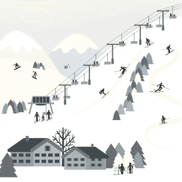 Vector illustration of Ski Resort