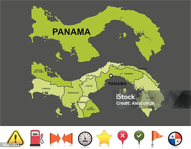Panama Navigationskarte Stock Vektor Art und mehr Bilder von Flagge - Flagge, Glänzend, Icon