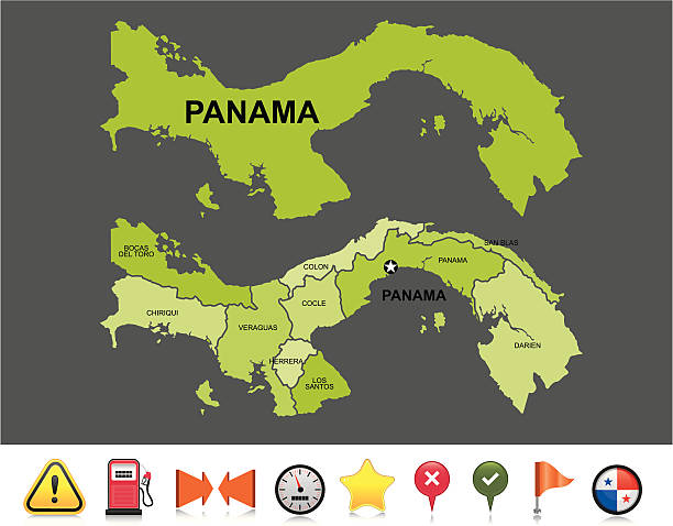 ilustrações, clipart, desenhos animados e ícones de mapa de navegação do panamá - panama map flag patriotism