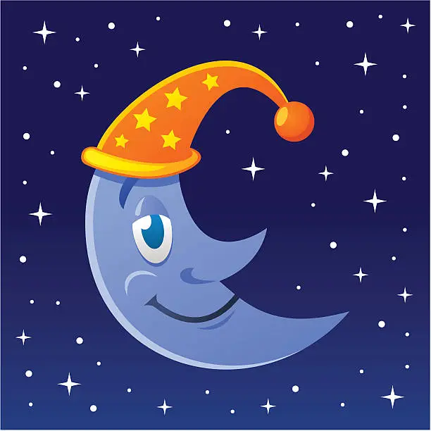 Vector illustration of Sleepy Moon