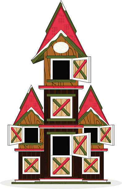 boże narodzenie zimowy lodge - christmas funky building exterior vector stock illustrations