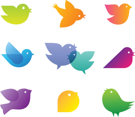 Illustration of stylized colorful birds
