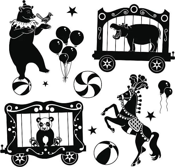 Vector illustration of circus animals