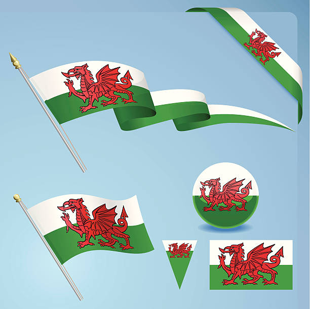 ilustraciones, imágenes clip art, dibujos animados e iconos de stock de bandera de gales - welsh flag