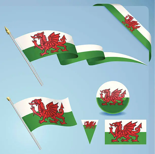 Vector illustration of Welsh Flag