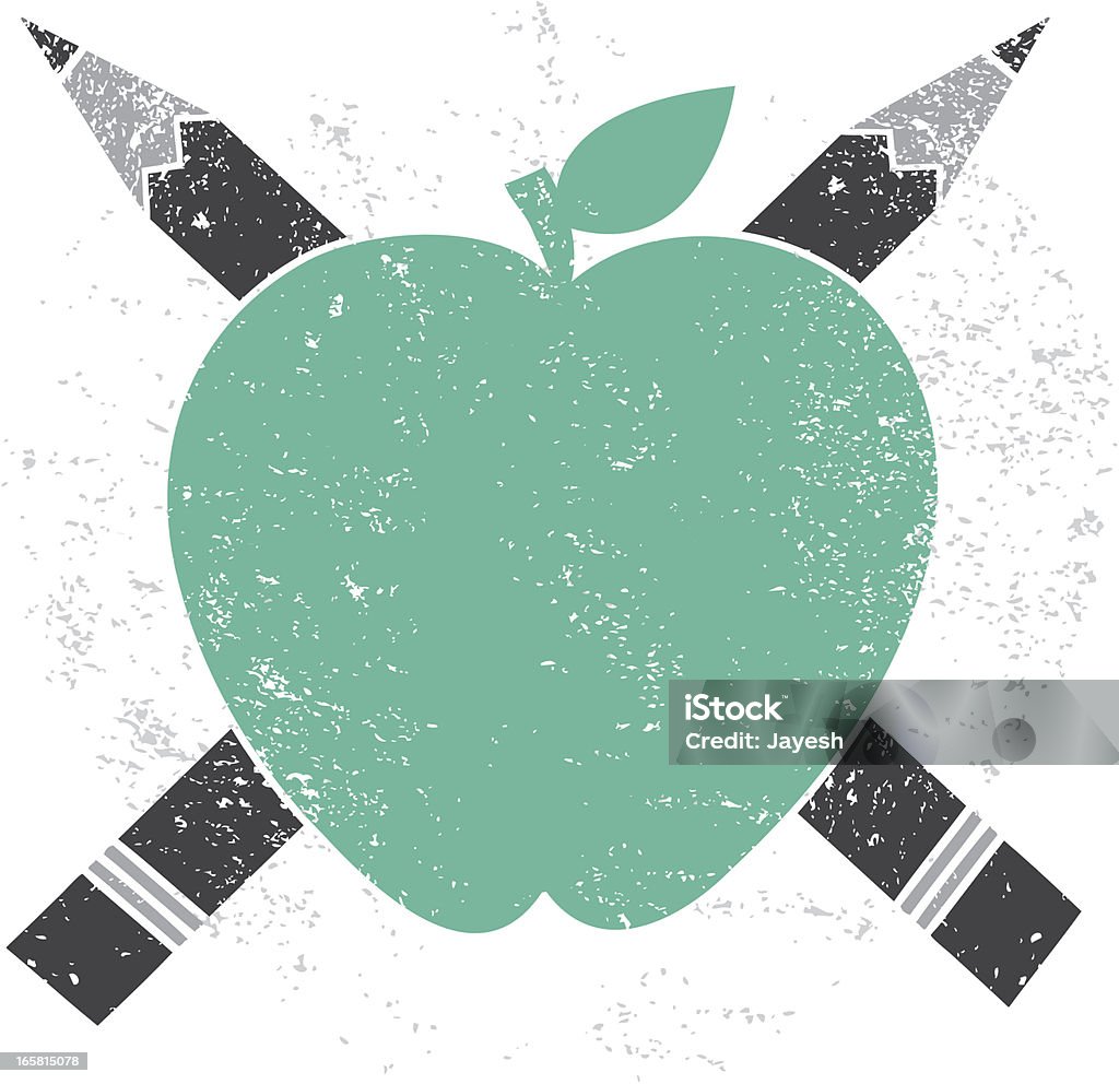 Lápiz cruce la enseñanza icono de Apple - arte vectorial de Con textura libre de derechos