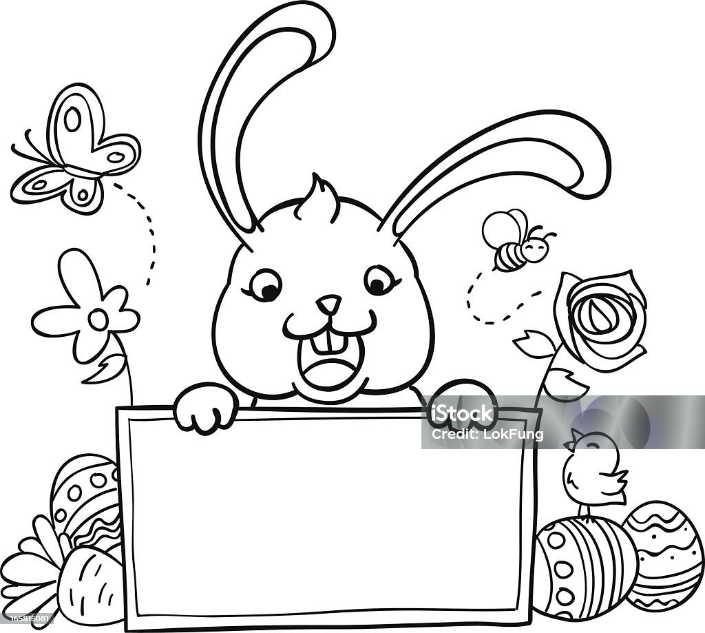 Cartoon easter bunny Cartoon easter bunny in  black and white Easter stock vector