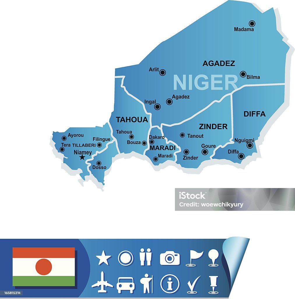 Níger Mapa do - Royalty-free Azul arte vetorial
