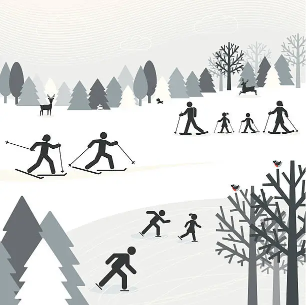 Vector illustration of Day at the Park (Winter)