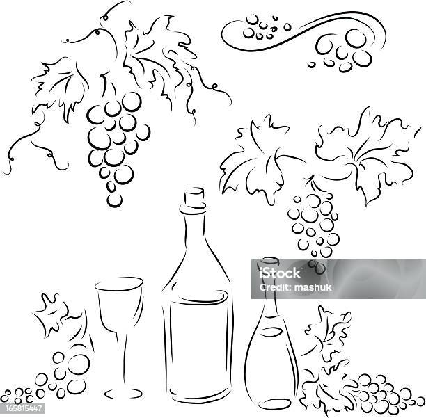 Uva E Vinho - Arte vetorial de stock e mais imagens de Garrafa de Vinho - Garrafa de Vinho, Padrão, Uva