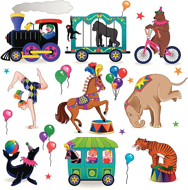 Vector illustration of circus characters
