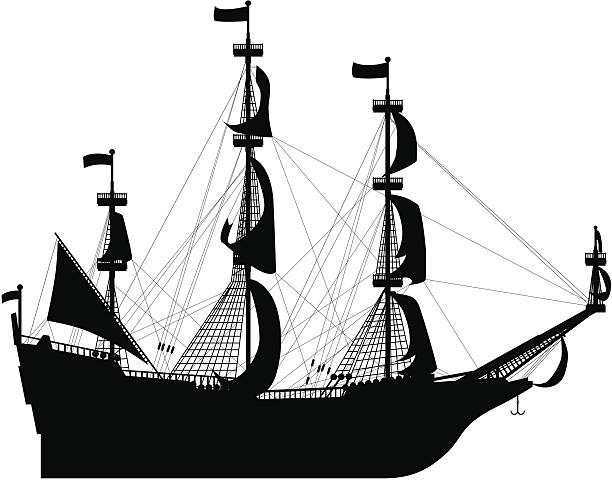 bardzo szczegółowe wysyłka - brigantine old sailing ship passenger ship stock illustrations