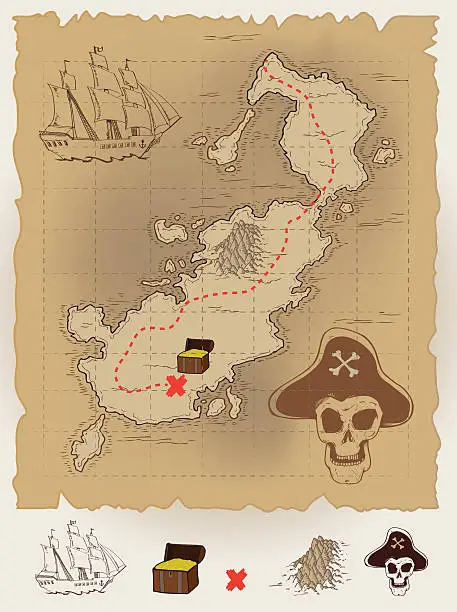 Vector illustration of Pirate Map