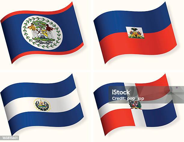 Круглый Значок Коллекциицентральная Америка — стоковая векторная графика и другие изображения на тему Доминиканская Республика - Доминиканская Республика, Флаг, Гаитянский флаг