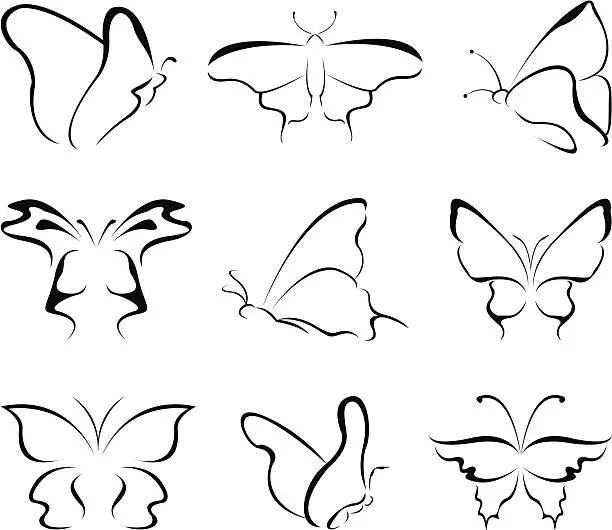 Vector illustration of butterfly line art