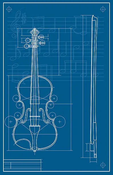 Vector illustration of Violin Blueprint