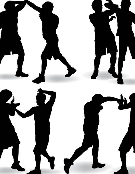 сражение силуэт - human groin boxing silhouette hitting stock illustrations