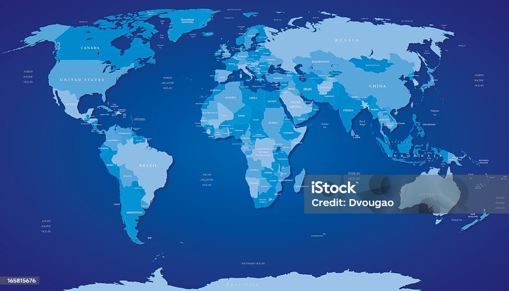 Azul Mapa do Mundo - Royalty-free Mapa arte vetorial