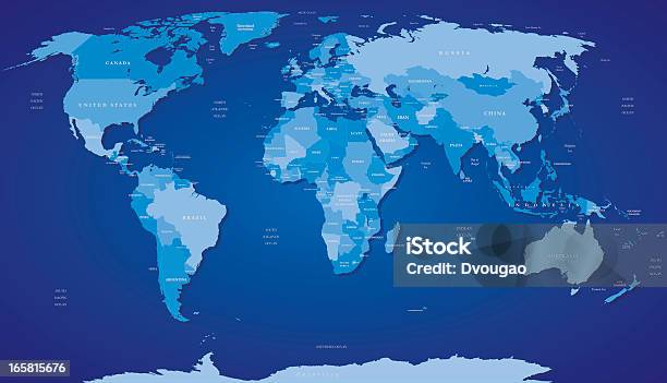 Azul Mapa Do Mundo - Arte vetorial de stock e mais imagens de Mapa - Mapa, Vetor, Alasca