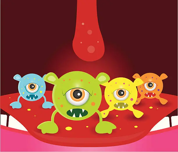 Vector illustration of Mouth germs