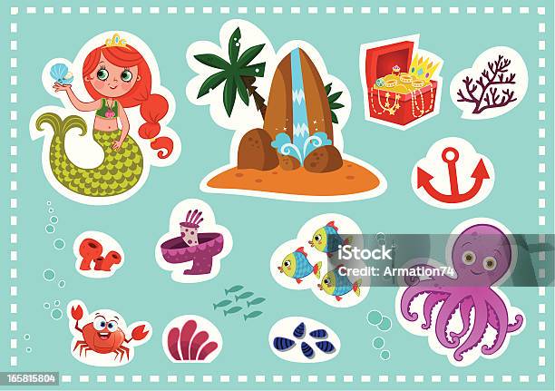 Sirena Set Di Costruzione - Immagini vettoriali stock e altre immagini di Polpo - Polpo, Bambino, Illustrazione