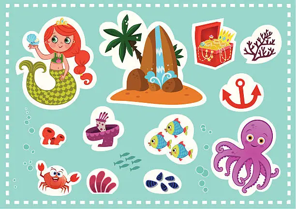 Vector illustration of Mermaid Construction Set