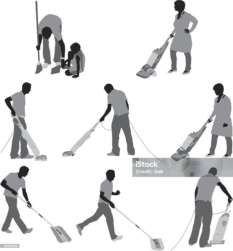 Ludzie Sprzątanie piętra - Grafika wektorowa royalty-free (Od tyłu)