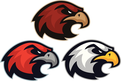 Hawk mascot and Eagle mascot heads. Great for any sport or school based design. 