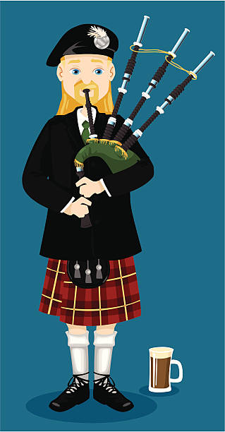 ilustraciones, imágenes clip art, dibujos animados e iconos de stock de piper tuberías - scottish music