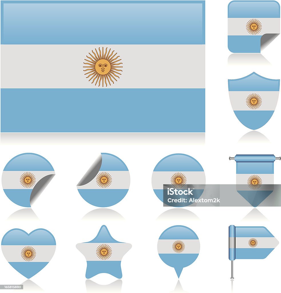 Argentinien-Flagge mit - Lizenzfrei Abzeichen Vektorgrafik
