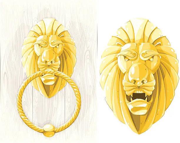 Vector illustration of lion head door knocker