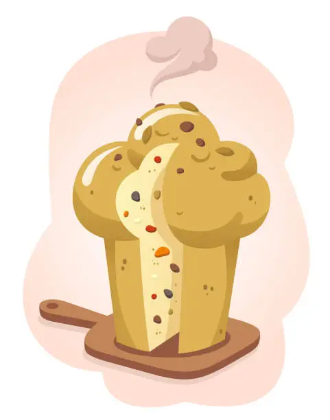 Vector illustration of Christmas Panettone Cake just cooked vector illustration cartoon