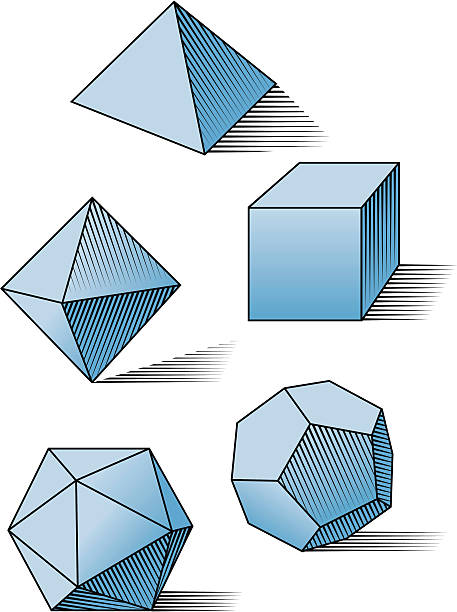 3 d geometriestunde - geometric shape pyramid shape three dimensional shape platonic solid stock-grafiken, -clipart, -cartoons und -symbole