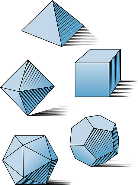 3 d 지오메트리 - geometric shape pyramid shape three dimensional shape platonic solid stock illustrations