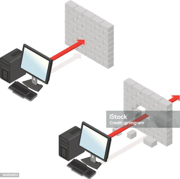 컴퓨터 보안 방화벽 등측투영법에 대한 스톡 벡터 아트 및 기타 이미지 - 등측투영법, 컴퓨터 범죄, 네트워크 보안