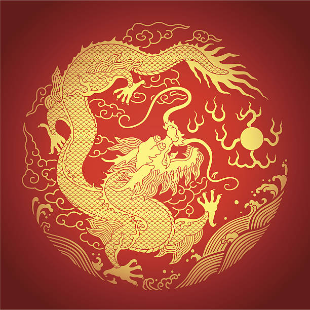 illustrations, cliparts, dessins animés et icônes de dragon chinois - fire illustration and painting dragon art