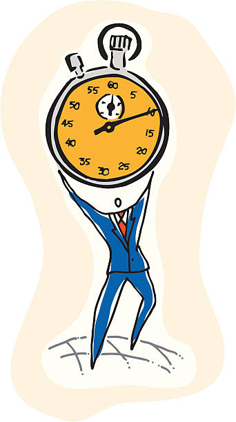 Man on a Deadline with Stopwatch vector art illustration
