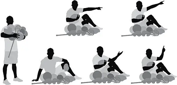 Vector illustration of Multiple images of a man with sports equipments