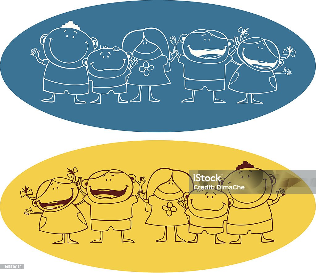 Children Funny stylized children. Activity stock vector