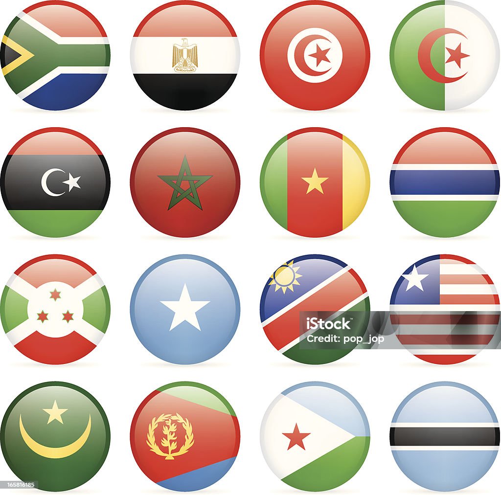 Runde Flag Icon-Kollektion – Südafrika - Lizenzfrei Libysche Flagge Vektorgrafik