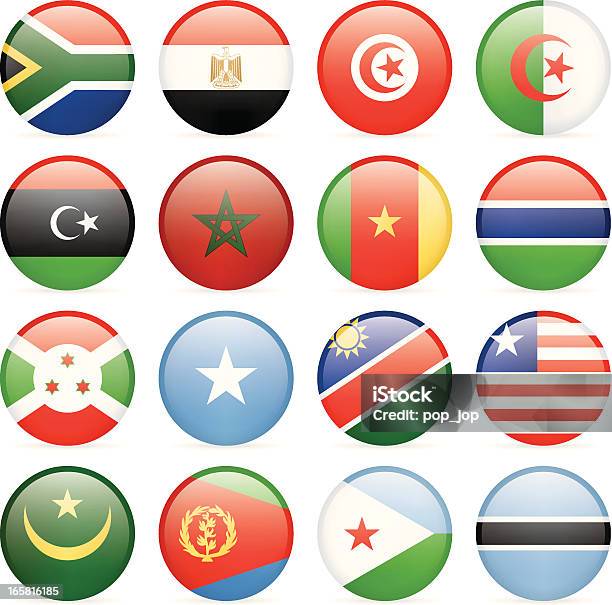 Coleção De Ícones De Bandeira De África - Arte vetorial de stock e mais imagens de Bandeira da líbia - Bandeira da líbia, Bandeira Marroquina, Círculo