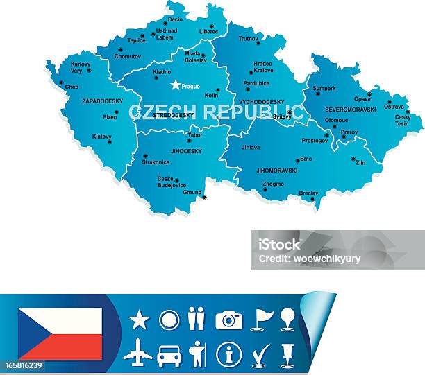 Республика Чехия Карта — стоковая векторная графика и другие изображения на тему Без людей - Без людей, Бизнес, Векторная графика