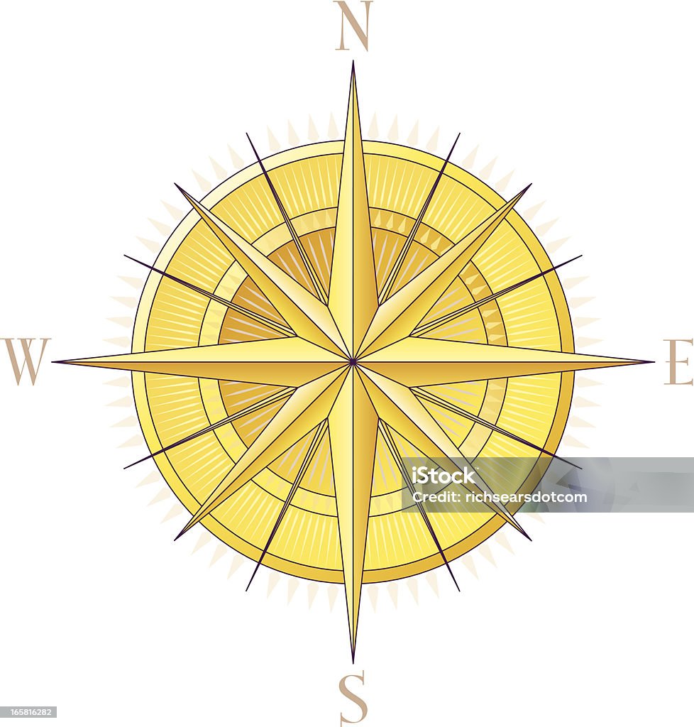 Gold Compass Rose - Vetor de Rosa dos ventos royalty-free