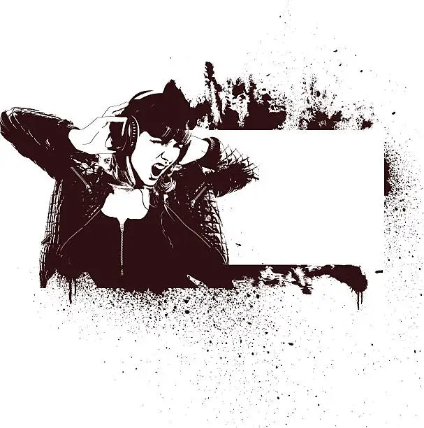 Vector illustration of Grunge Rock Singer Banner