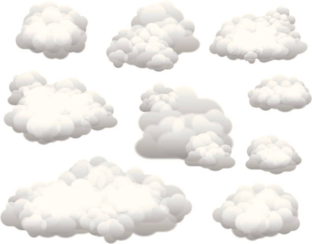 sammlung von vektor-wolken auf weißem hintergrund - storm cloud cloud cloudscape cumulonimbus stock-grafiken, -clipart, -cartoons und -symbole
