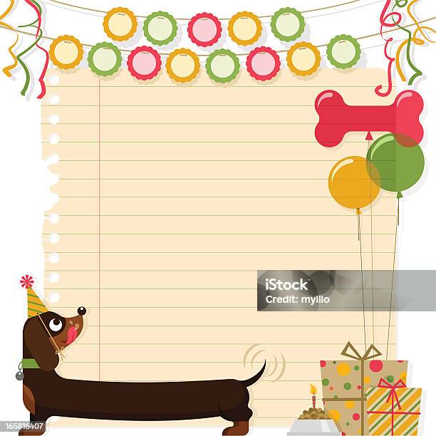 Cachorro Dachshund De Decoração Aniversário Festa De Animais De Estimação Feliz - Arte vetorial de stock e mais imagens de Aniversário