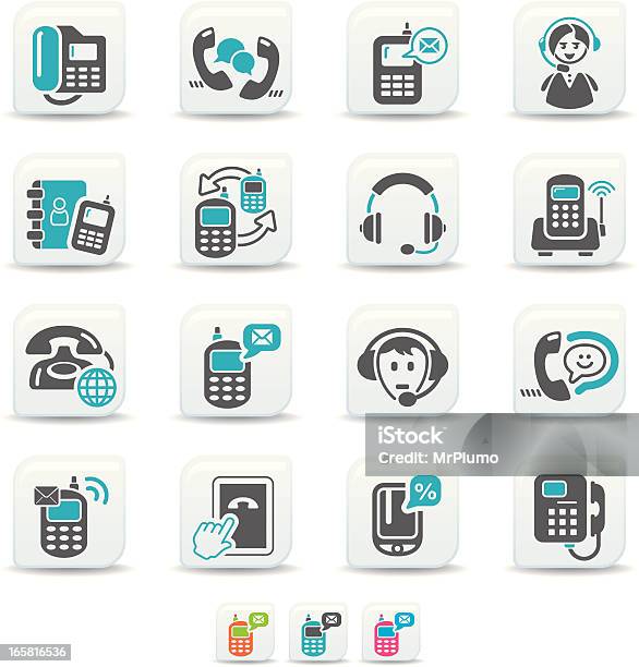 Telefone Íconessimicoso Colecção - Arte vetorial de stock e mais imagens de A usar um telefone - A usar um telefone, Atendedor de Chamadas, Auscultador - Equipamento de Informação