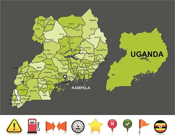 Vector illustration of Uganda navigation map